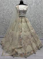 Net Cream Wedding Wear Embroidery Work Lehenga Choli